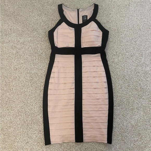 JAX Formal Pleaded Structured Body Con Molded Bra Party Dress - Picture 1 of 3